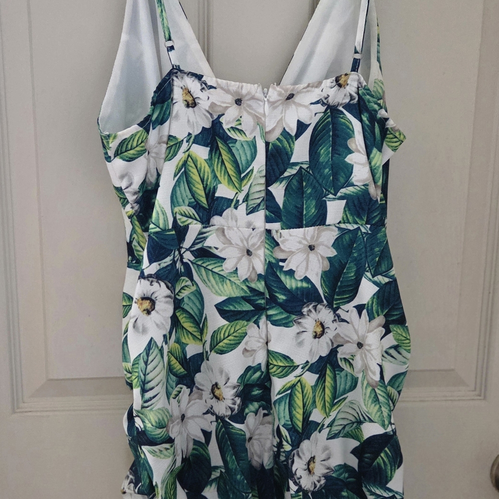 Hot Miami Styles Tropical Leaf Print Mini Dress